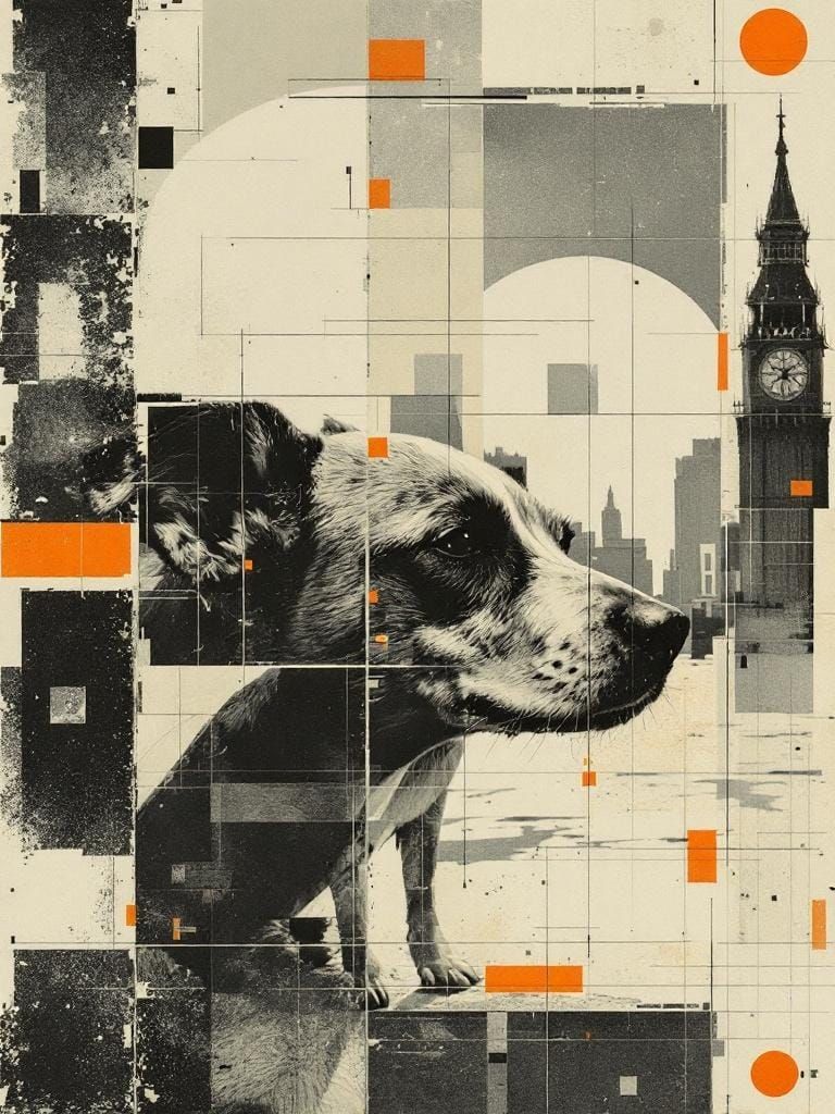 Urban Melancholy: A Bauhaus-Inspired Dog Portrait