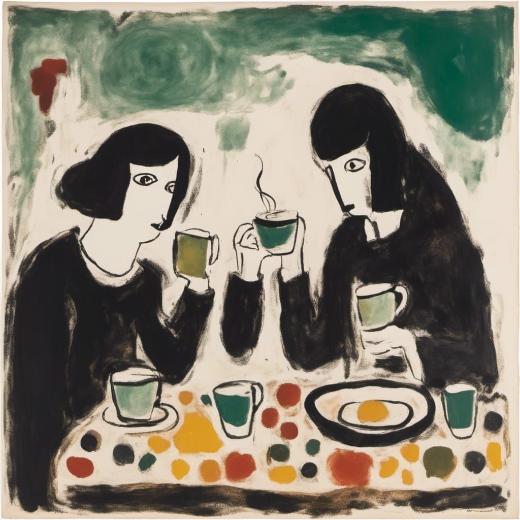 Minimalist Café Scene Inspired by Early Modernism