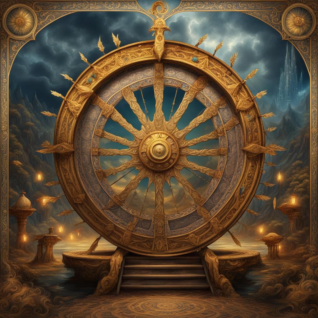 Wheel of Fortune Tarot Card: Digital Matte Painting