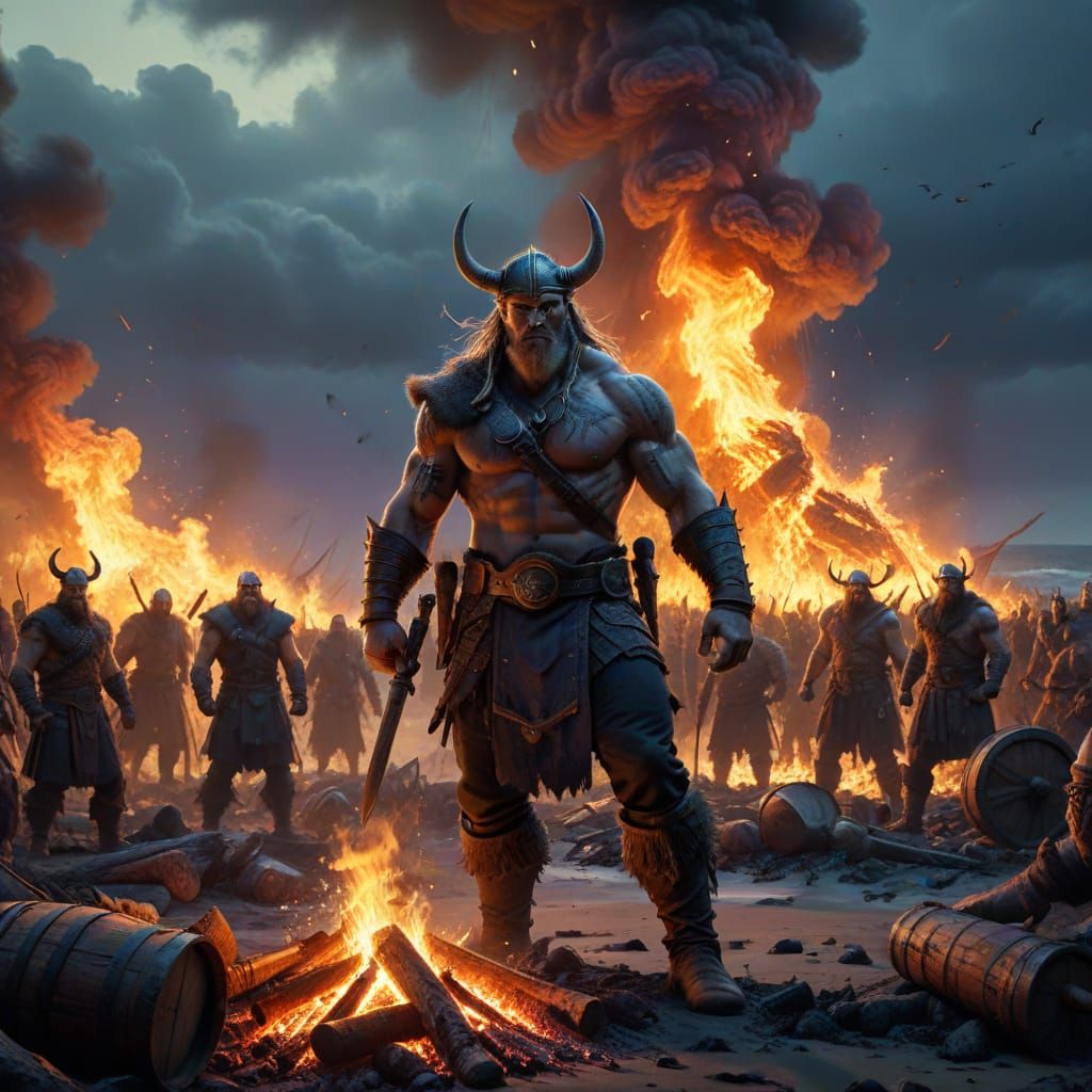 Vikings Celebrate Victory in Golden Hour