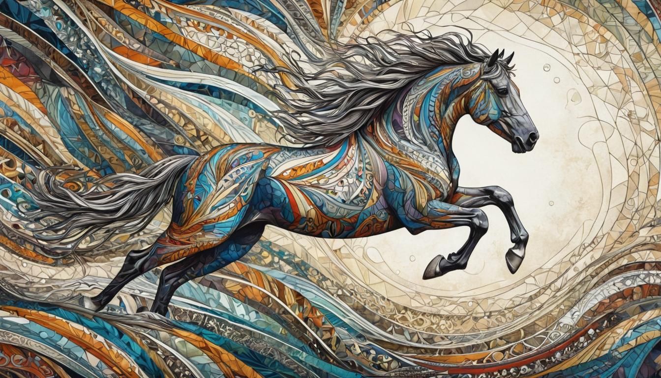 Majestic Horse in Exquisite Zentangle Portrait