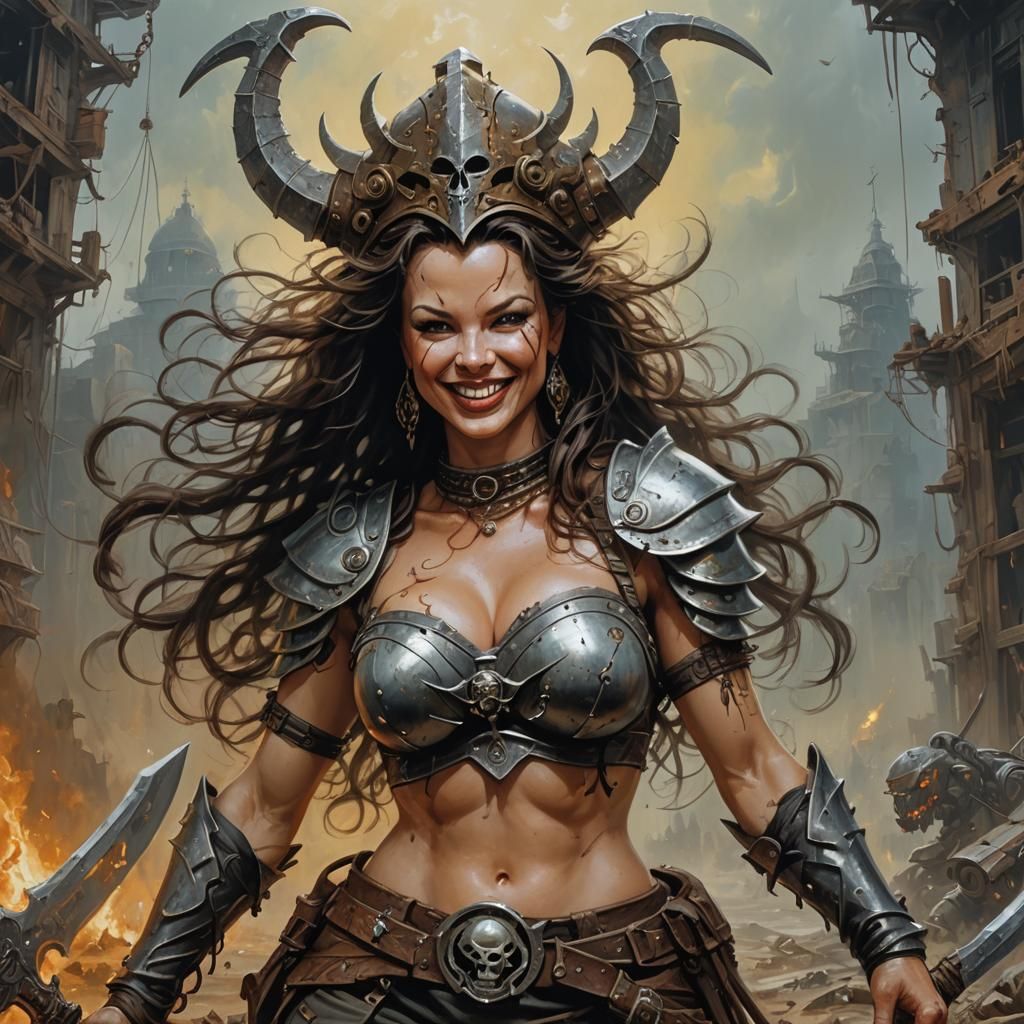 Post-Apocalyptic Warrior: Ultra-Detailed Acrylic Painting