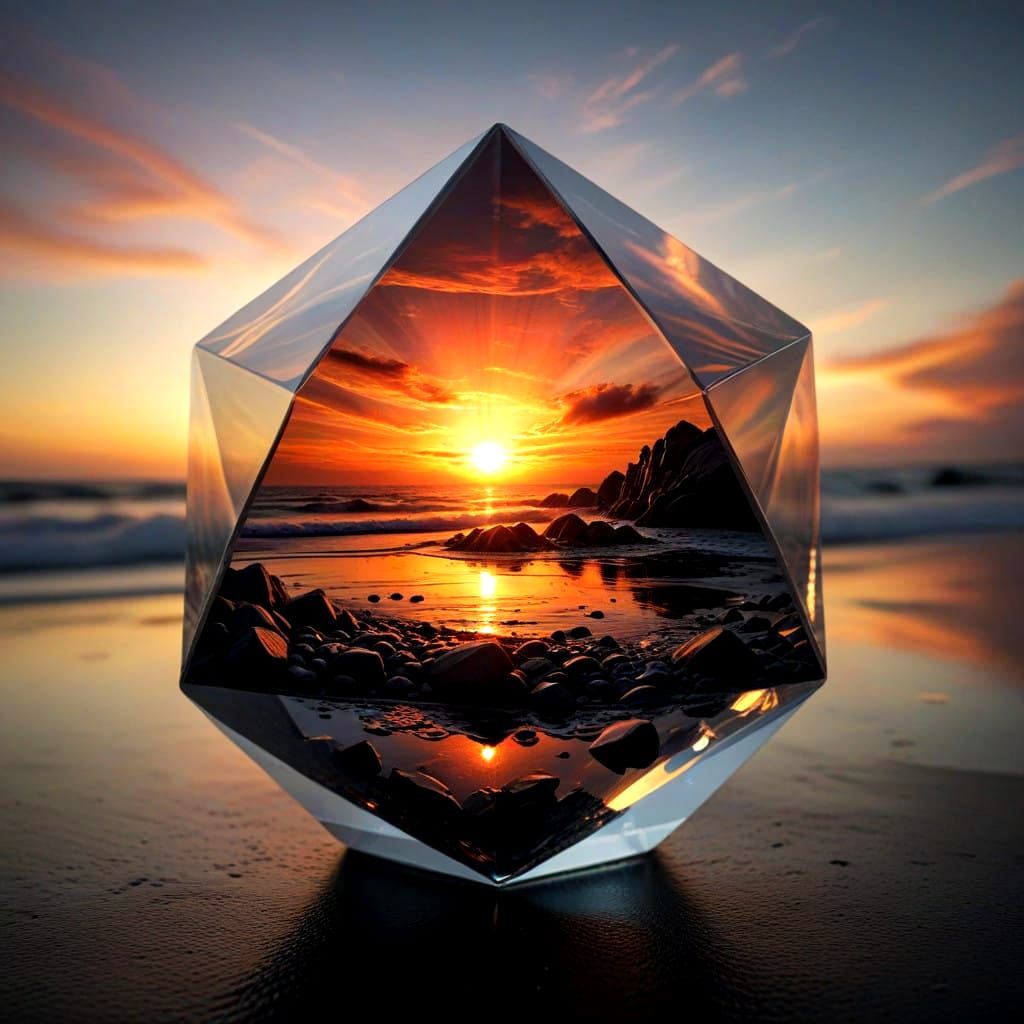 Vibrant Prism at Sunset in Charcoal Art