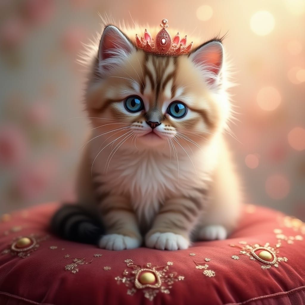 Majestic Scottish Fold Kitten in Whimsical Crown
