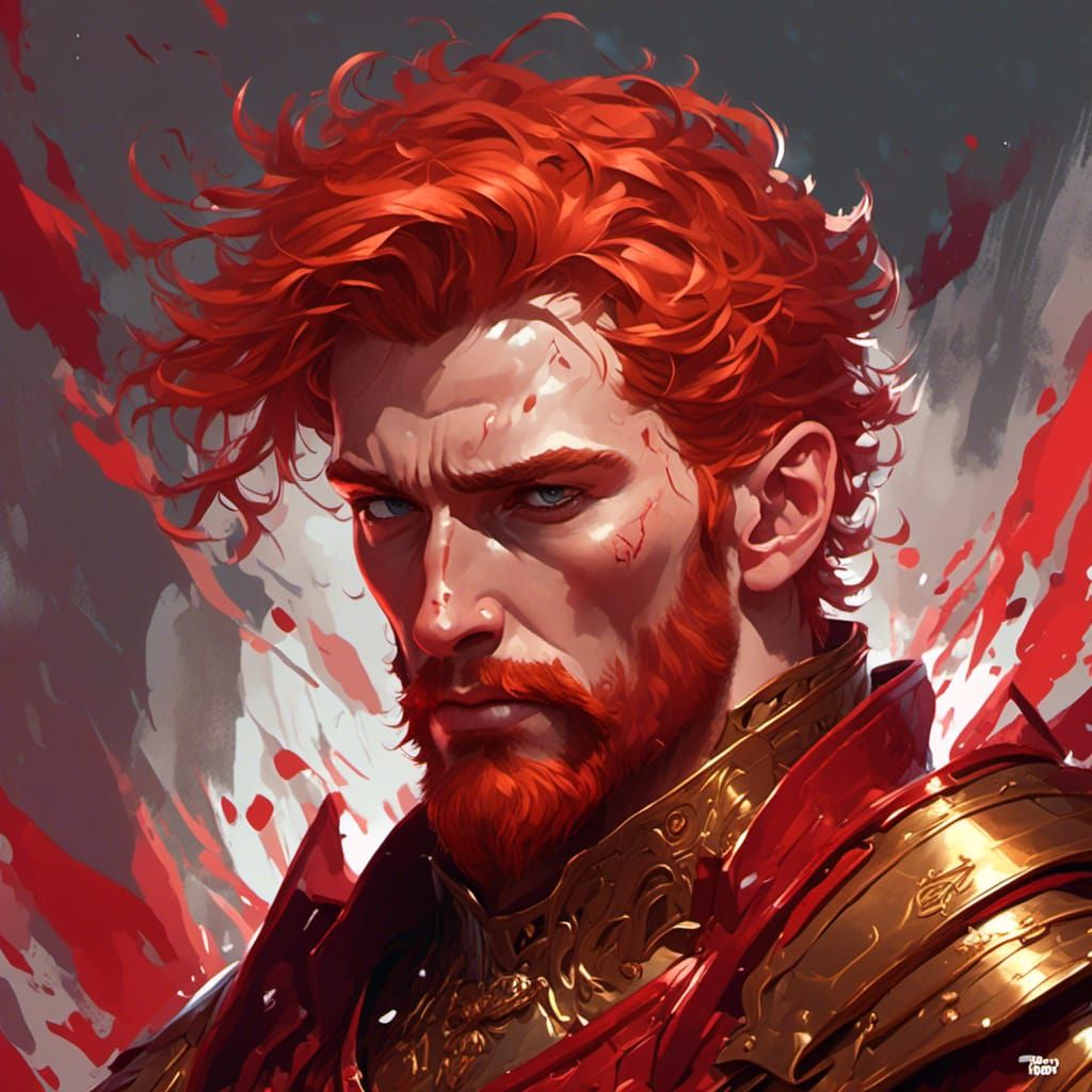 Red-Haired Underworld King Portrait in Art Nouveau Style