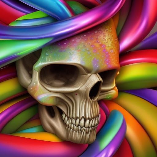 Iridescent Shell Skull in Candy Art Style