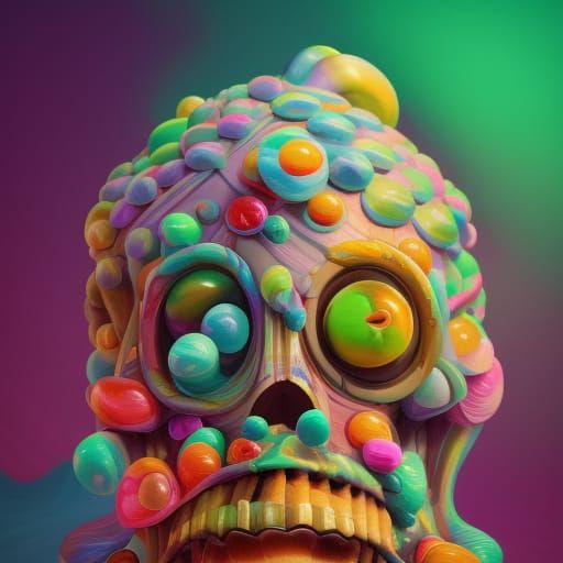 Iridescent Shell Skull in Candyland Art Style