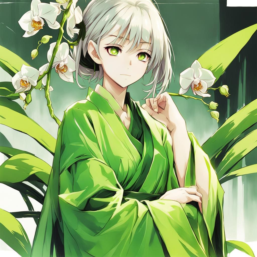 Anime Girl with Orchid Hair and Robe