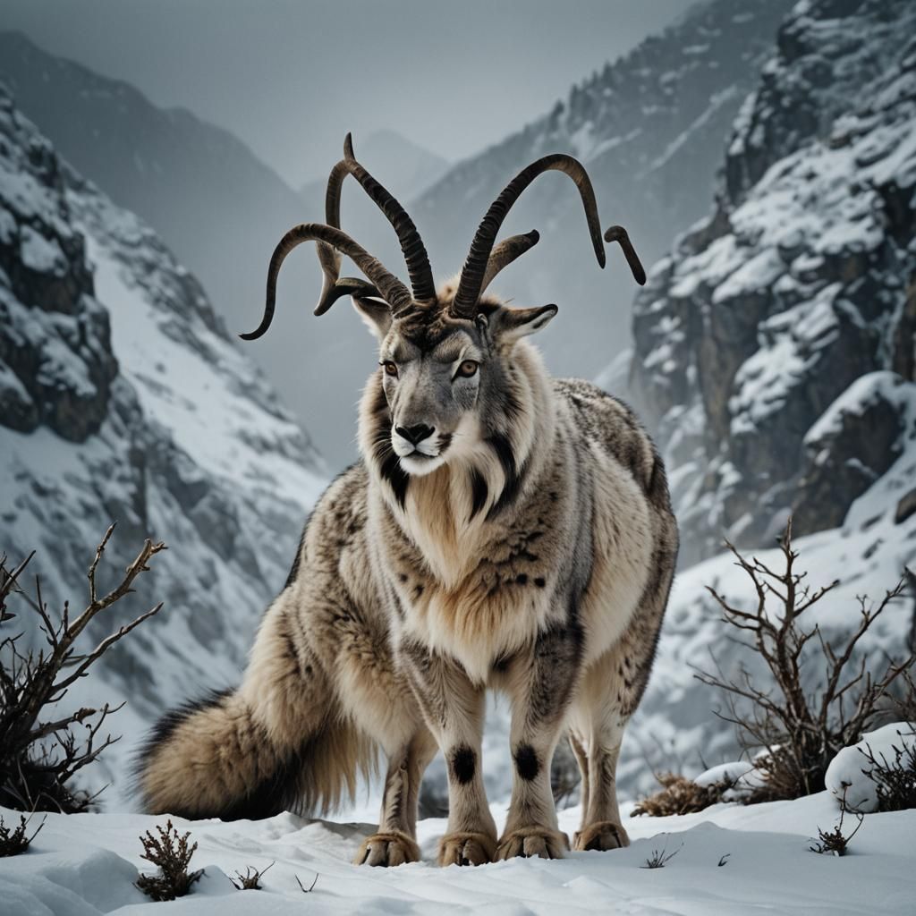 Hybrid Arctic Creature: Goat, Wolf, Leopard, Hare