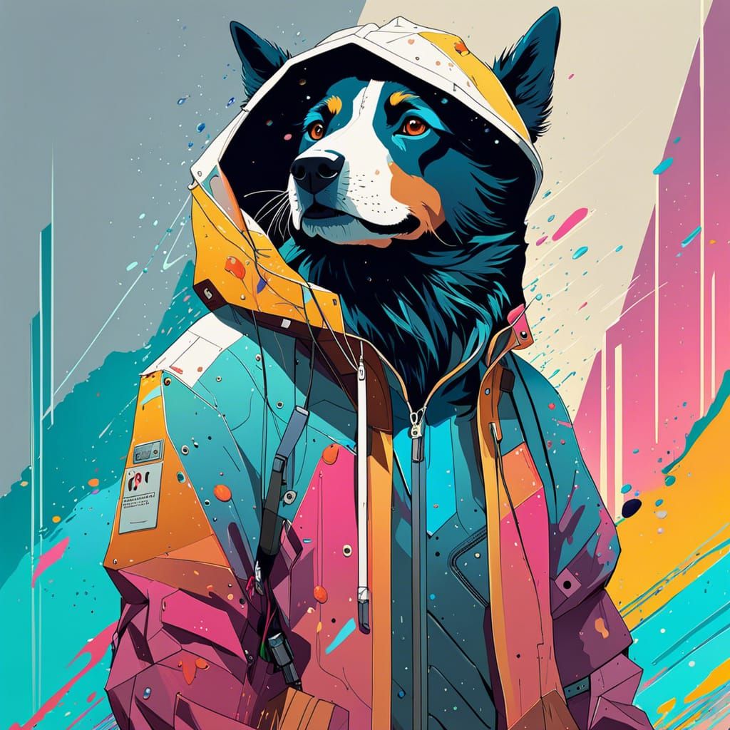 Mecha Dog in Anime Style Digital Painting