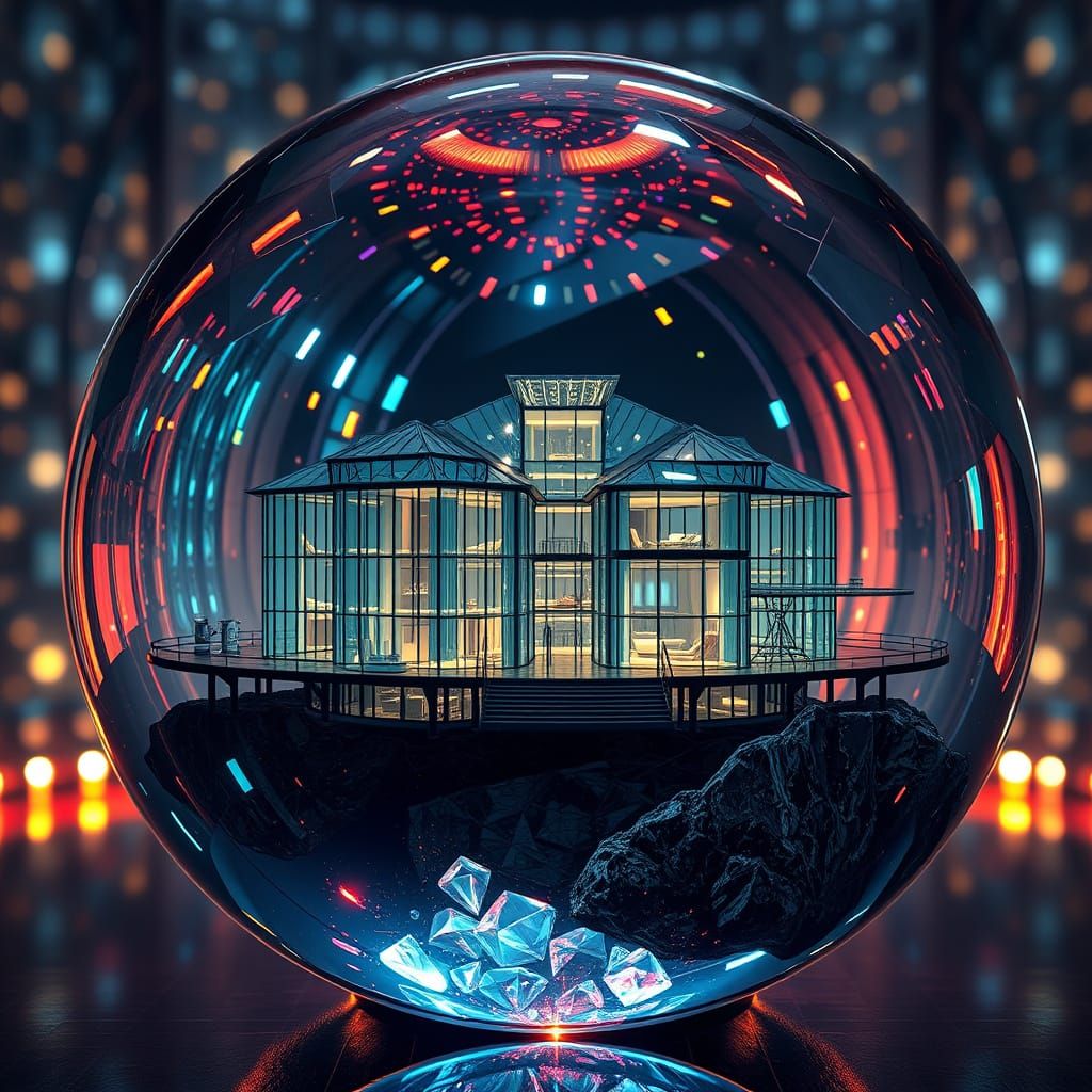 Luxurious Glass Mansion in Crystal Ball