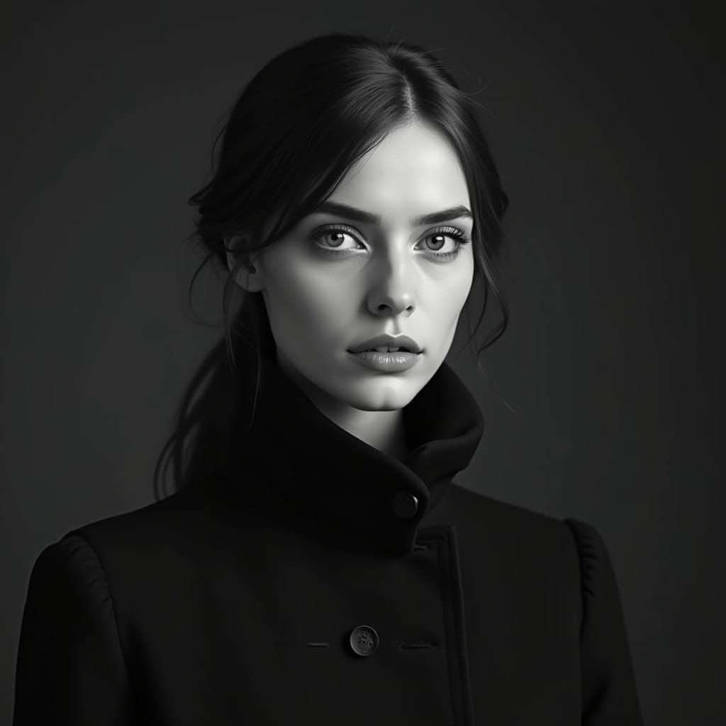 Hyperrealistic Vampire Portrait in Black and White