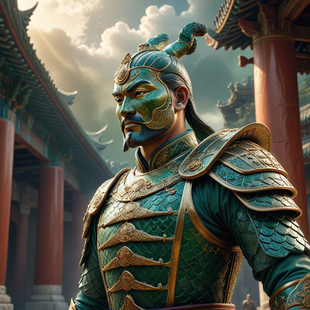 Terracotta Soldier Guards Heavenly Palace in Fantasy Art