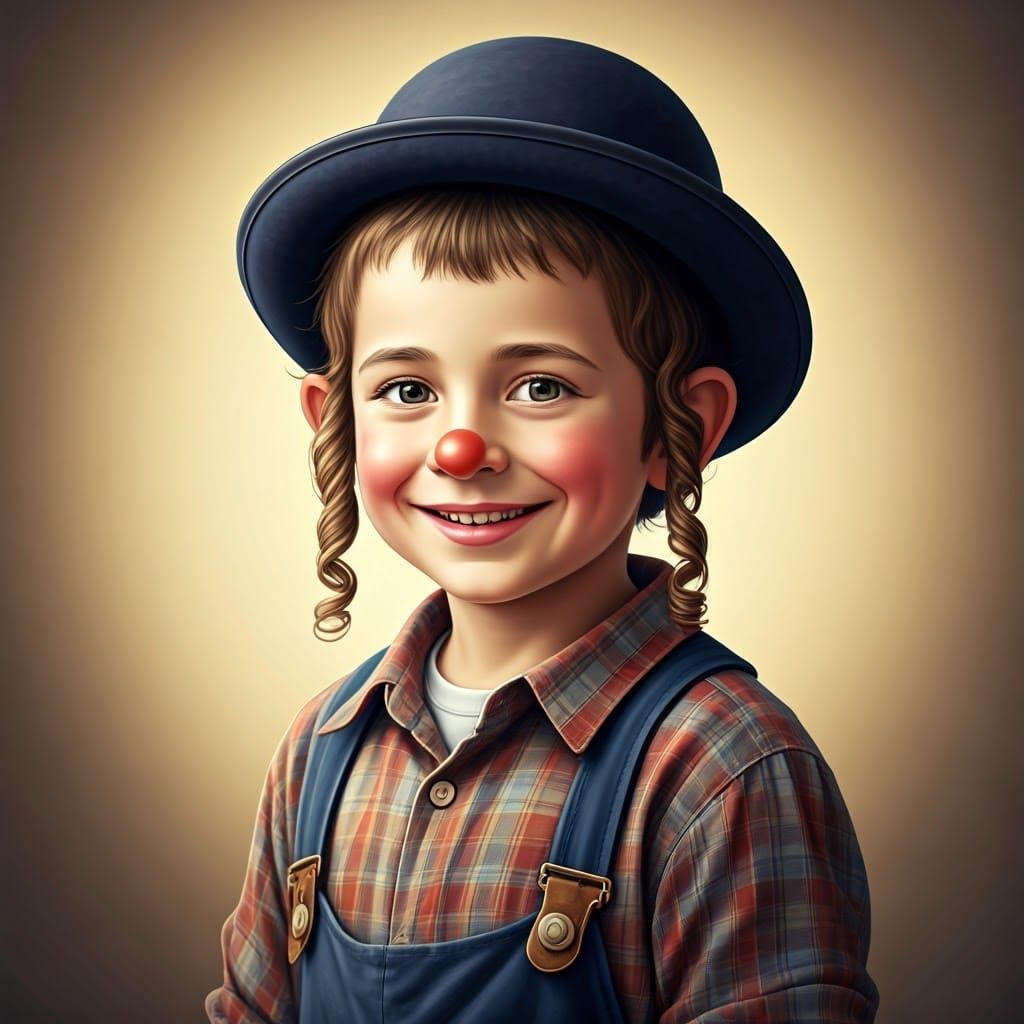 Joyful Hasidic Boy in Whimsical Attire, Captured with Delica...