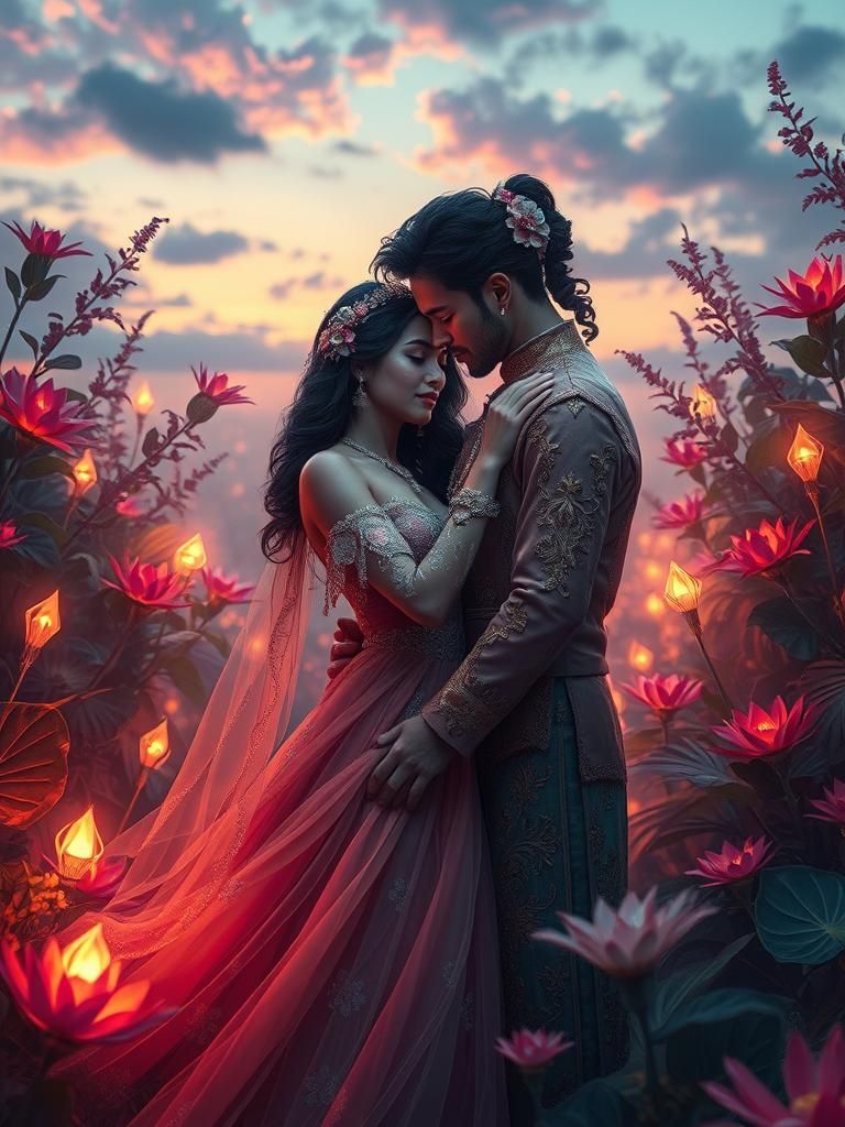 Romantic Couple in Mystical Landscape: Unreal Engine 5