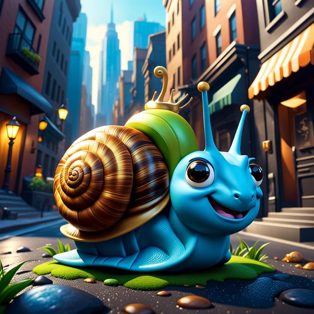 Snail in the City: 3D Vector Art
