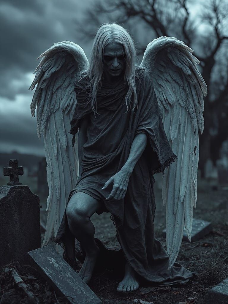 Terrifying Ghost Monster in Windswept Graveyard