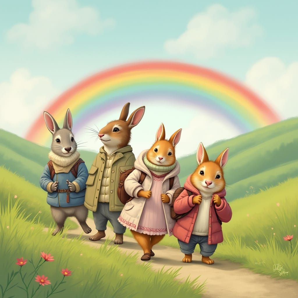 Animal Friends' Grand Adventure in Pastel Colors