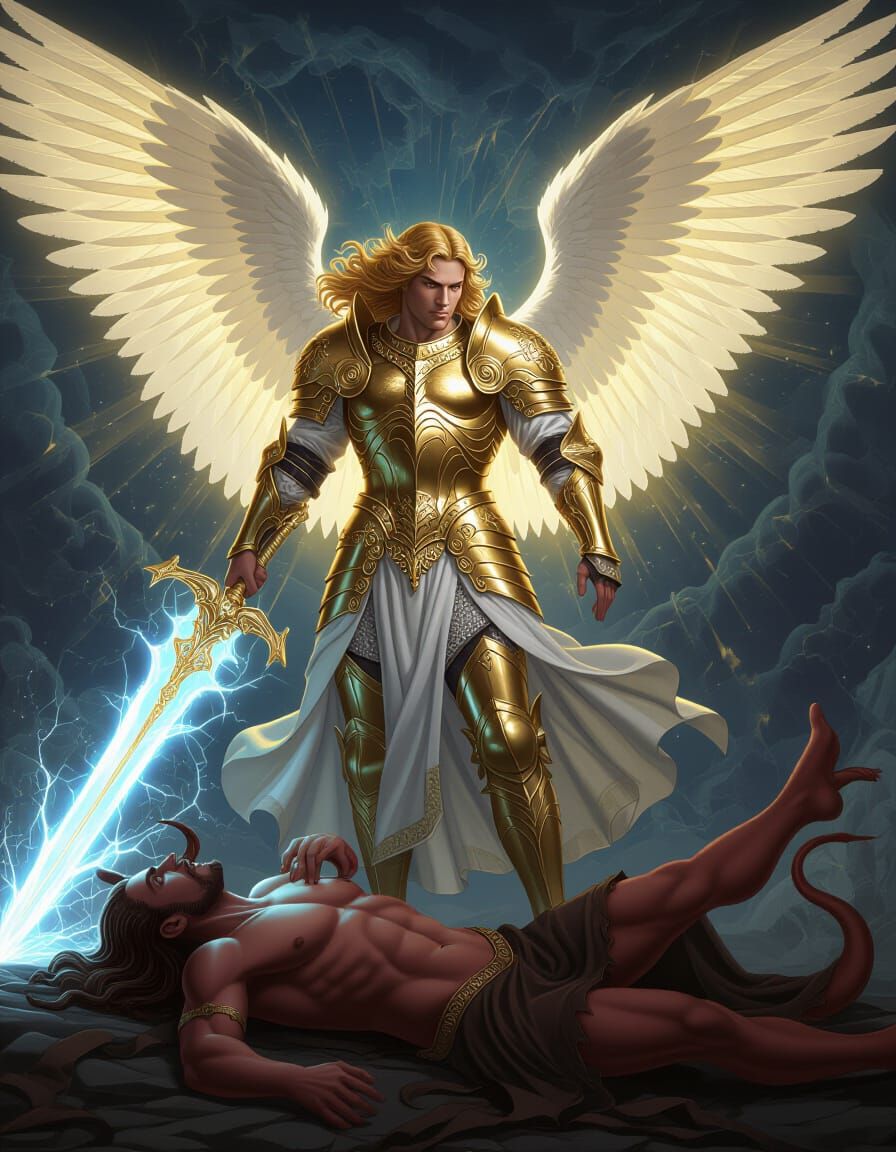 Archangel Michael Defeats Lucifer in Epic Celestial Battle P...