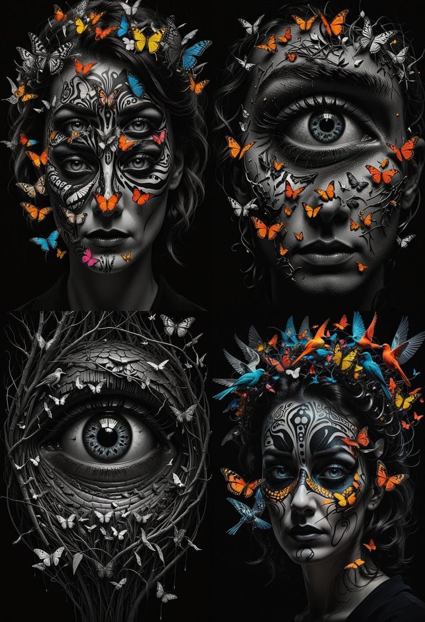 Vibrant Bipolar Dreamscape with Demonic Contrast