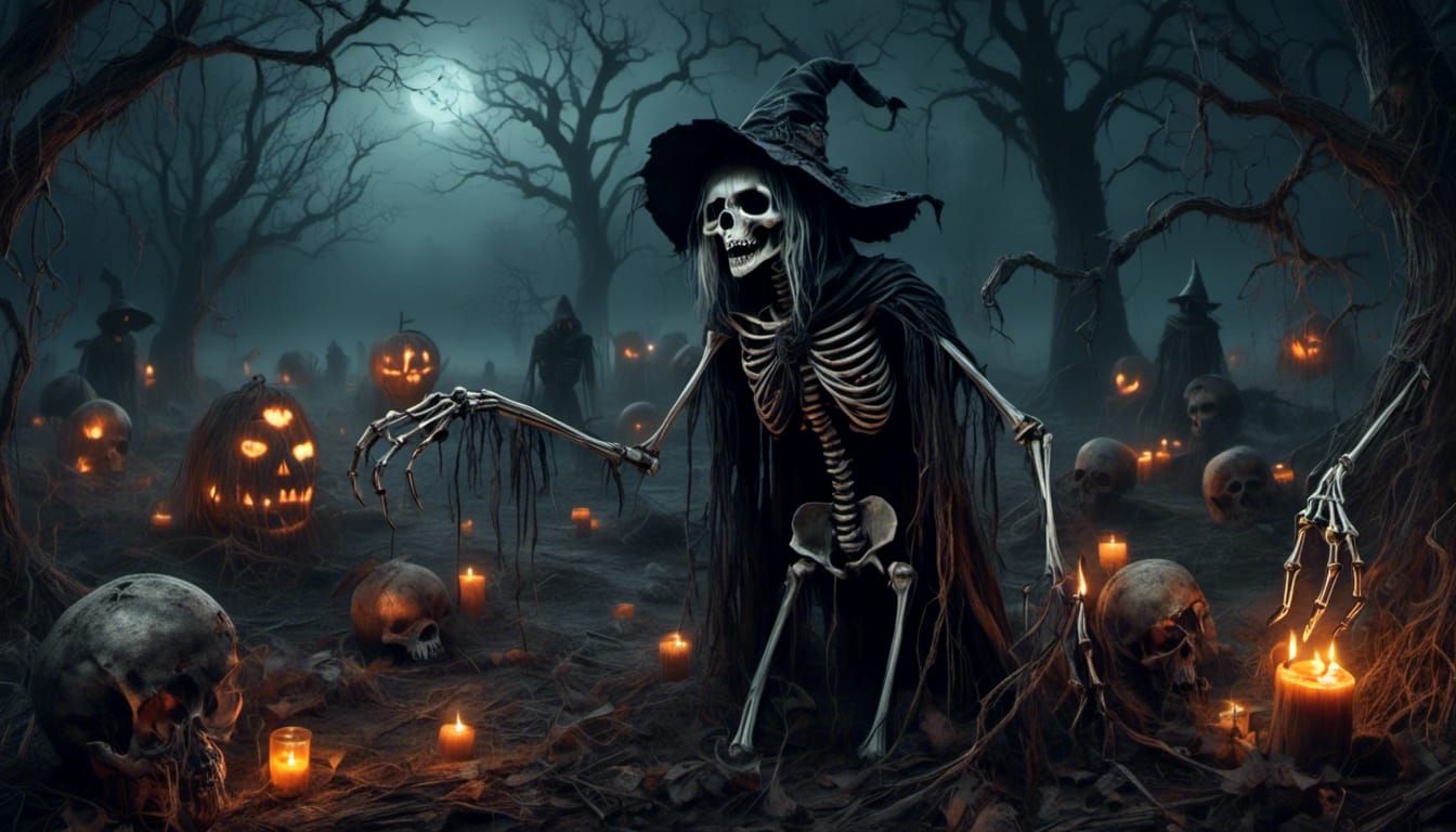 Witch Summons Skeletons with Dark Magic