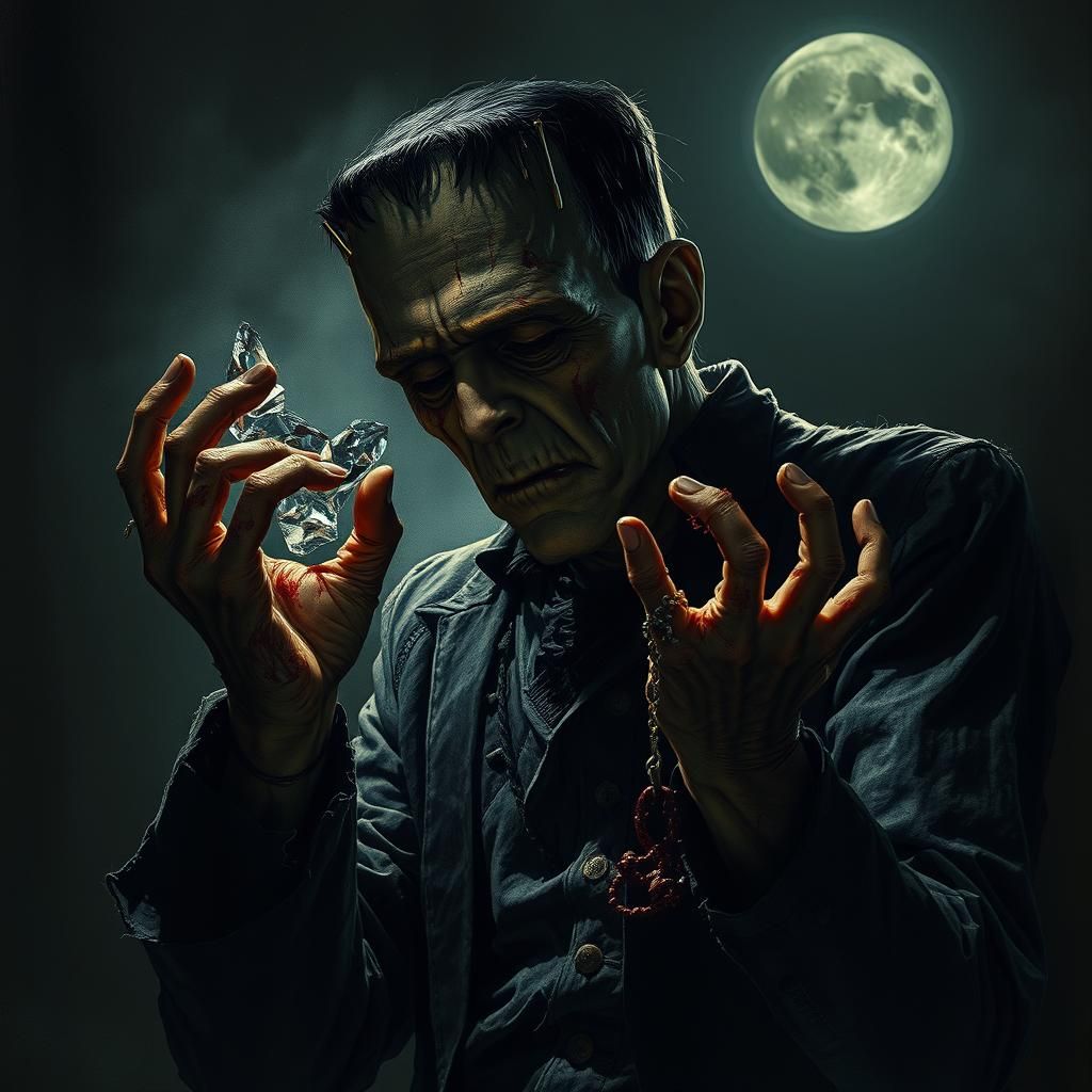 Gothic Frankenstein's Monster in Moonlight