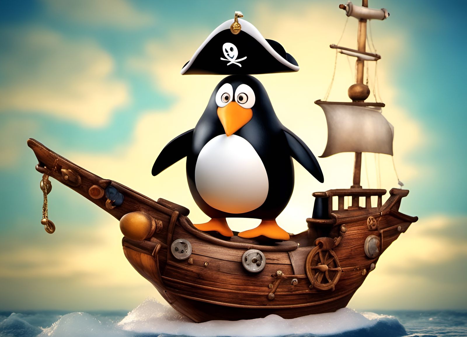 Penguin Pirates on the High Seas: Vintage CGI