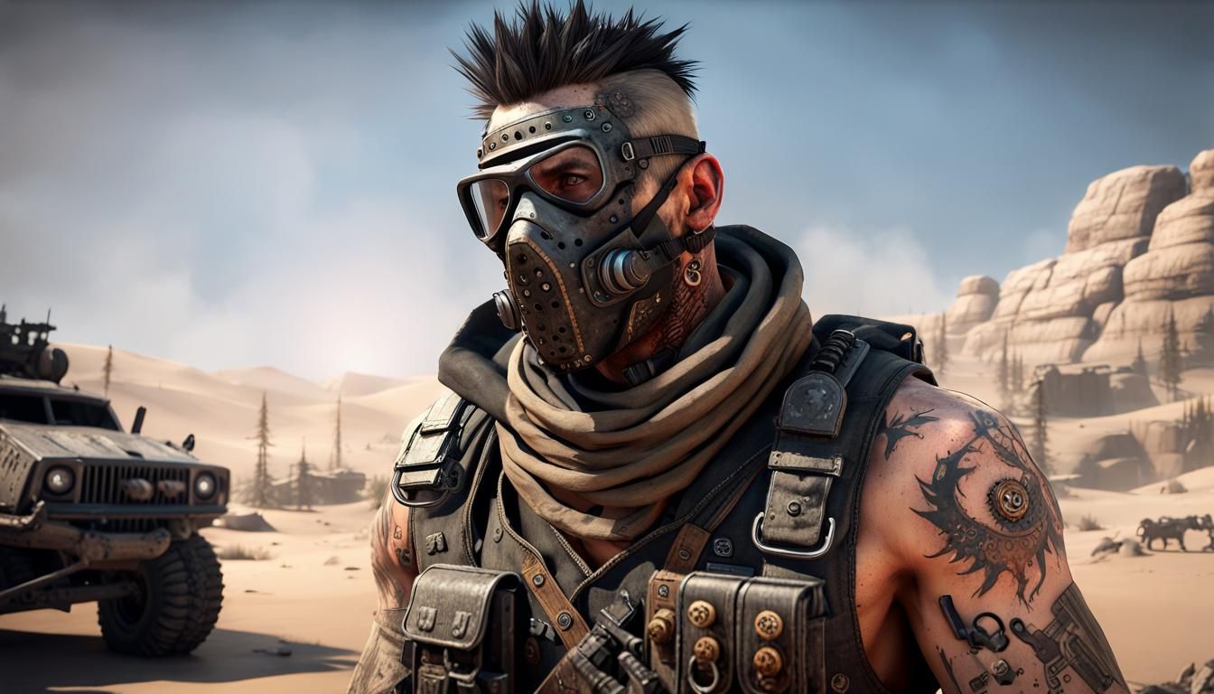 '' BARGHEST IS A RUGGED MAN''... A MERCENARY OF THE CROSSOUT WASTELAND, FROM THE GAME CROSSOUT, ....