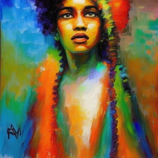 Rastaman Portrait in Neo-Impressionist Style