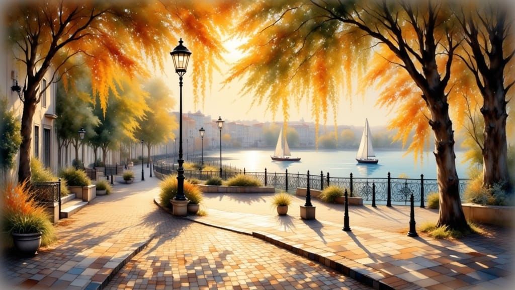 Lisbon Landscape in Impressionist Style