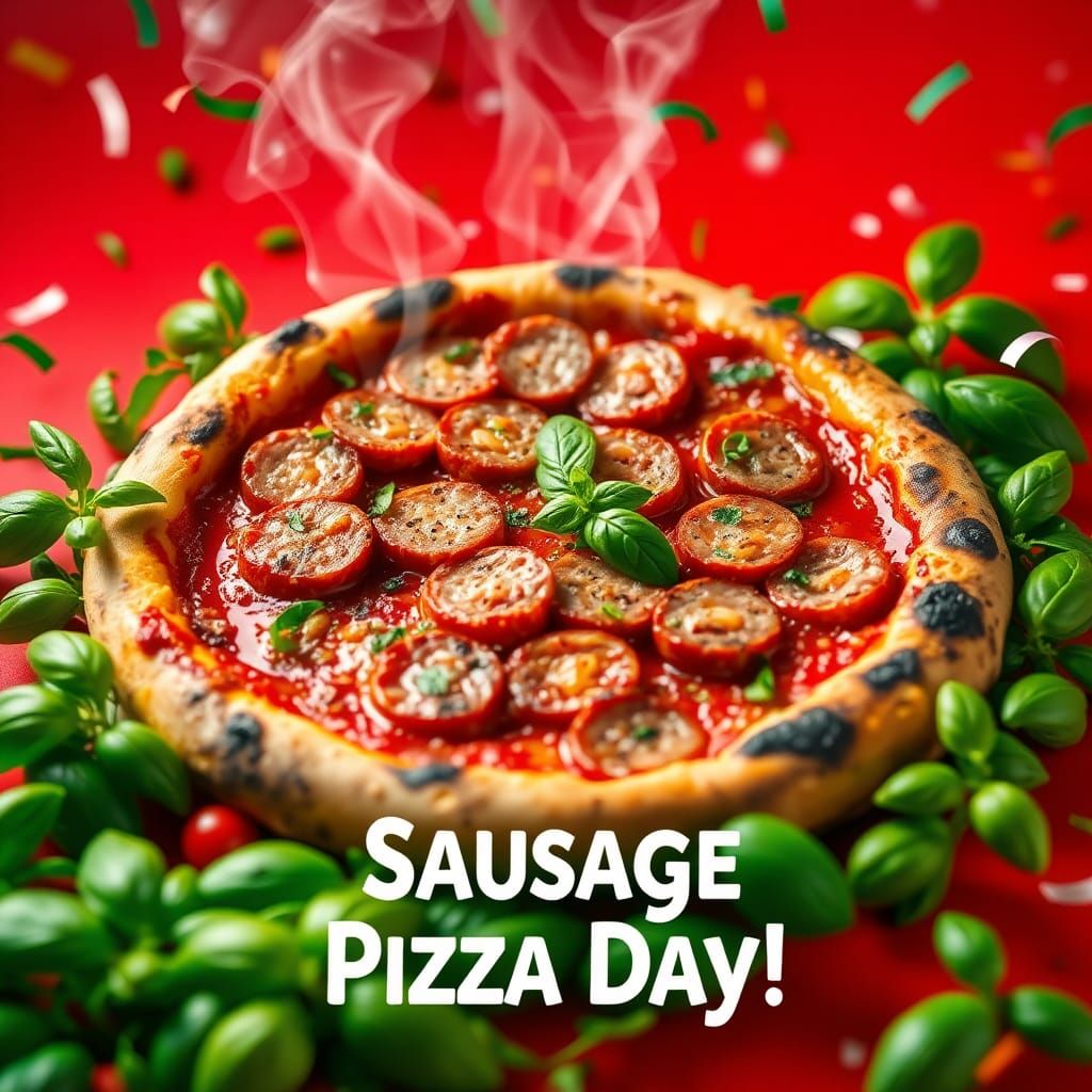 Vibrant Sausage Pizza Day Celebration