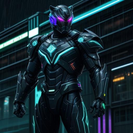 Neon Noir Kamen Rider in Rainy Tokyo