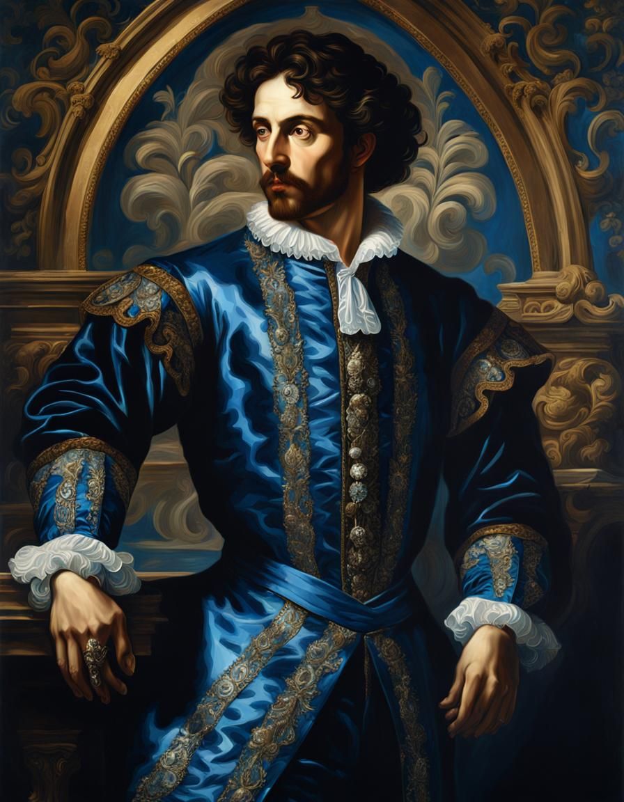 Baroque Portrait: Handsome Man in Ornate Outfit