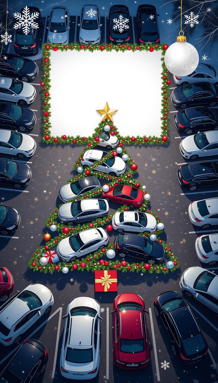 Russian Cars Form Christmas Tree for "AutoYolka" Poster