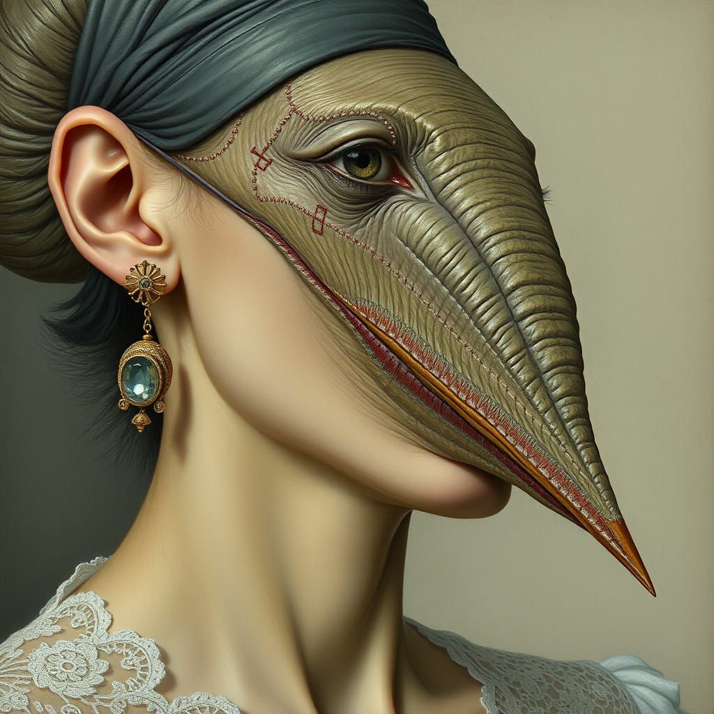 Vulture's Macabre Glamour in Pre-Raphaelite Style