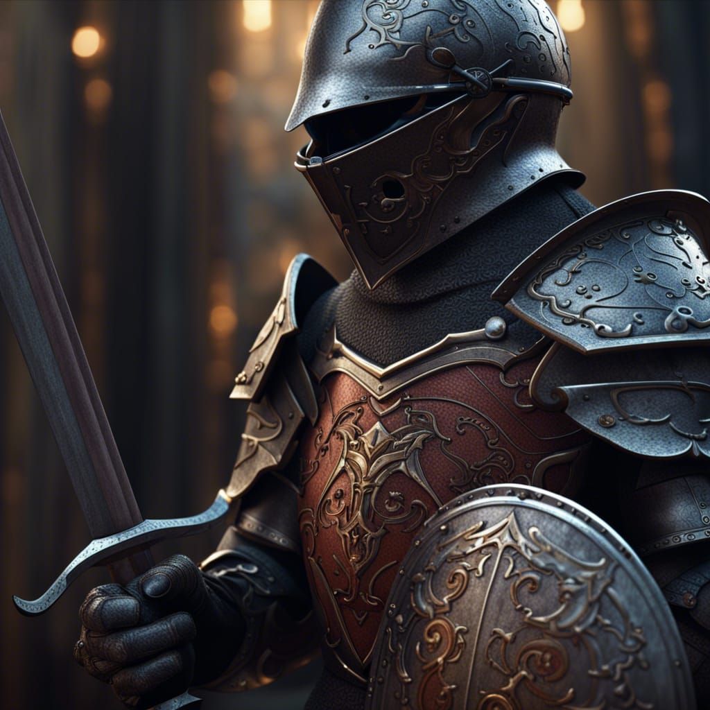 Detailed Medieval Knight with Sword and Shield