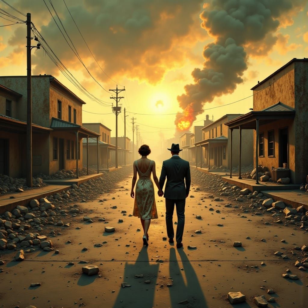 Nostalgic Post-Apocalyptic Couple Faces Fallout Devastation