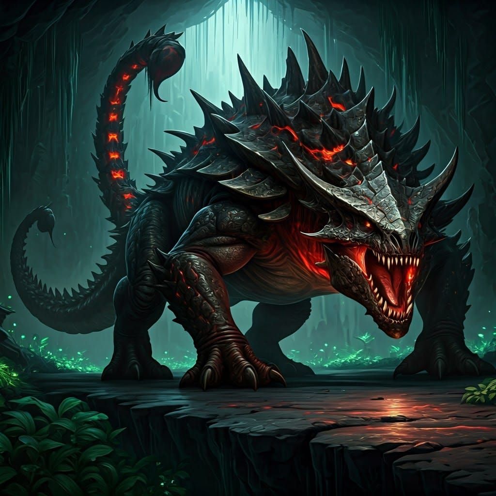 Ominous Alpha Reaper King in Subterranean Cavern