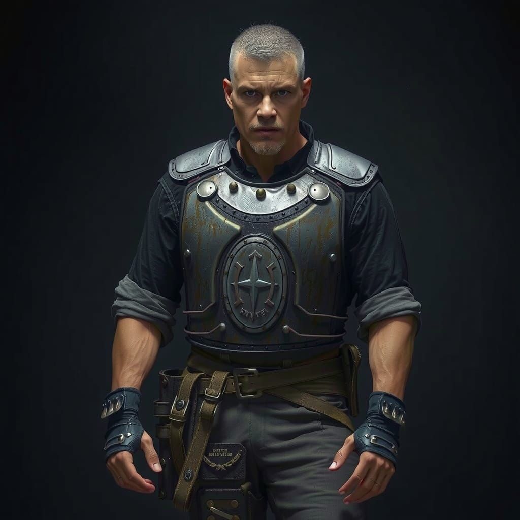 Hyperrealistic Fighter Portrait in Atmospheric Lighting