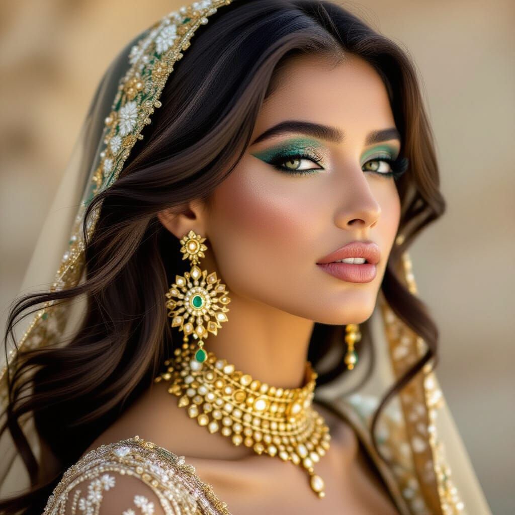 Majestic Woman in Stained Glass Mosaic Art