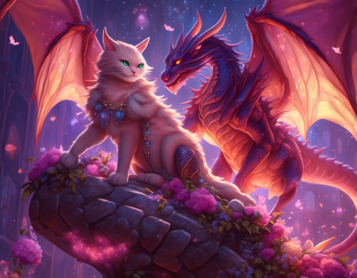 Cat-Dragon Hybrid in Love, Magical Ambience