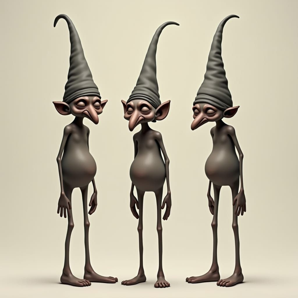 Hairless Gnome Women with Pointy Hats