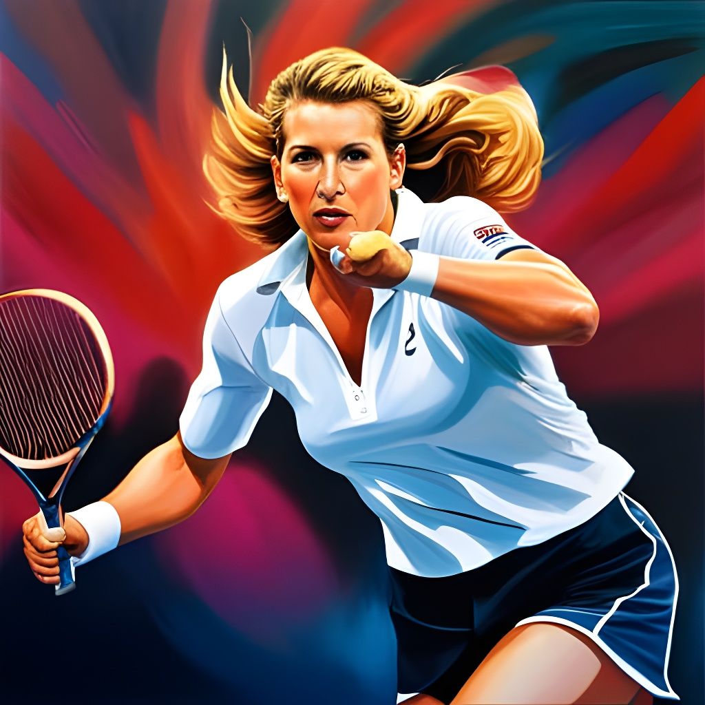 Steffi Graf Forehand at Olympic Games as Oil Painting