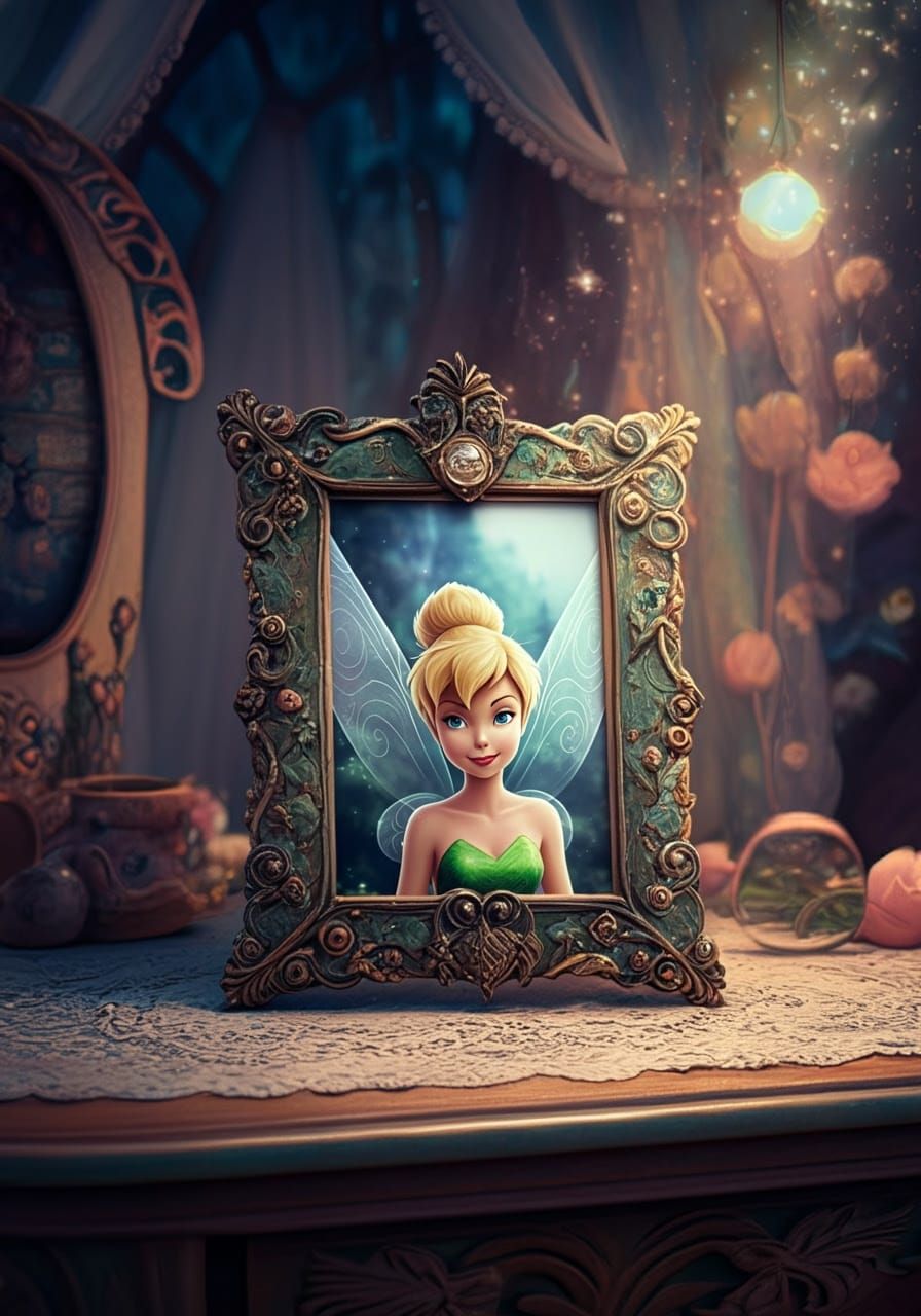Enchanted Fairy Tale Scene with Tinkerbell in Elegantly Desi...