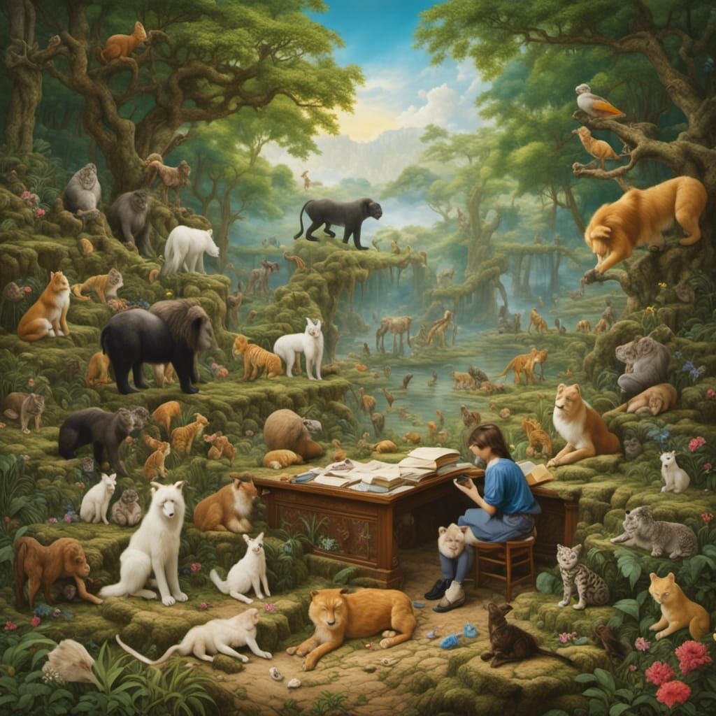 Magical School of Animals Dreamy Landscape