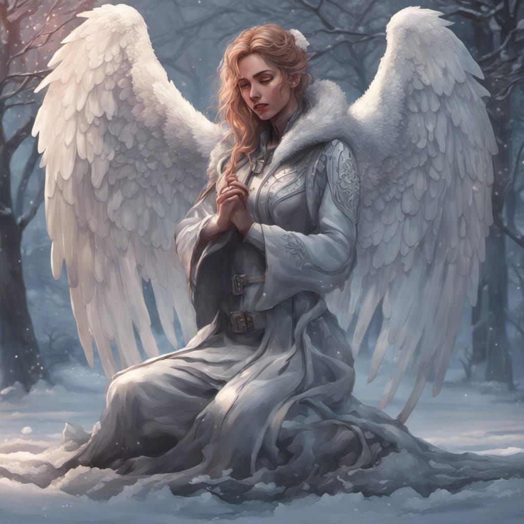 Snow Angel in Cemetery: Romantic Concept Art