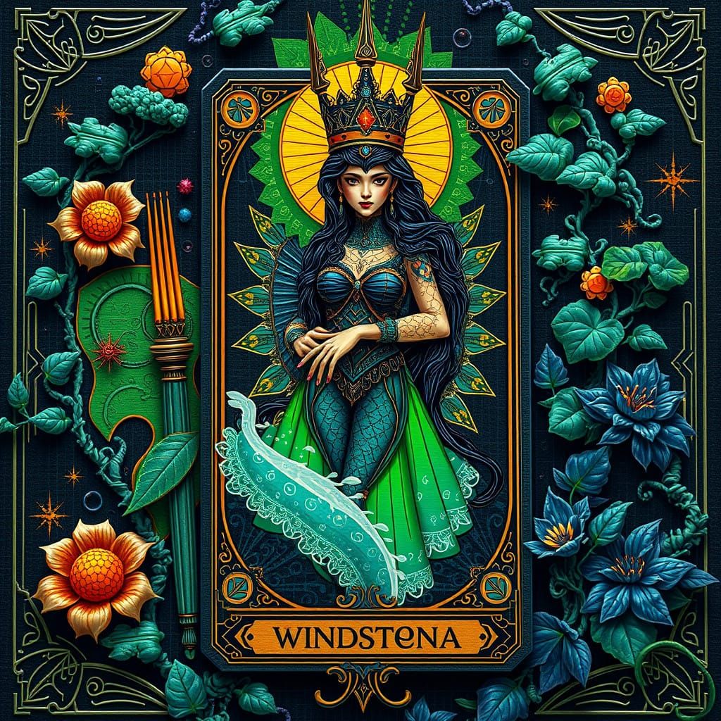 Eccentric Futuristic Tarot Card in Atompunk Style