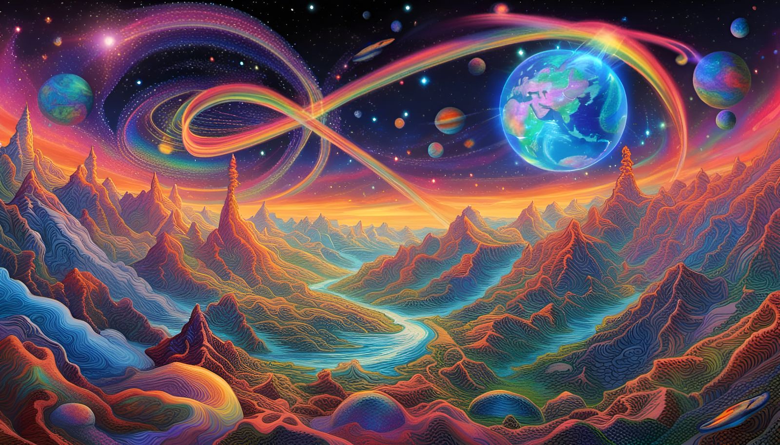 Holographic Psychedelic Earth Art Infinity