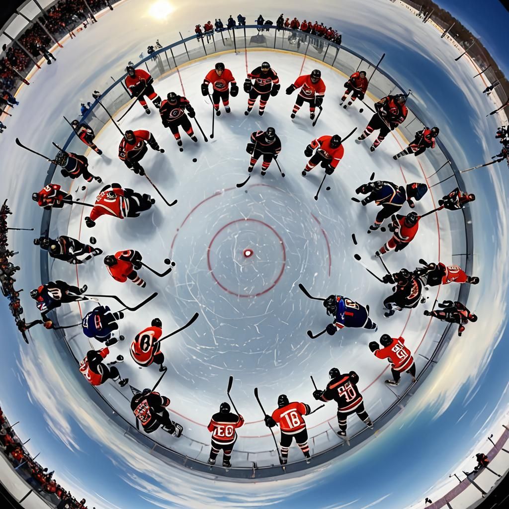 Hockey Game on a Tiny Planet