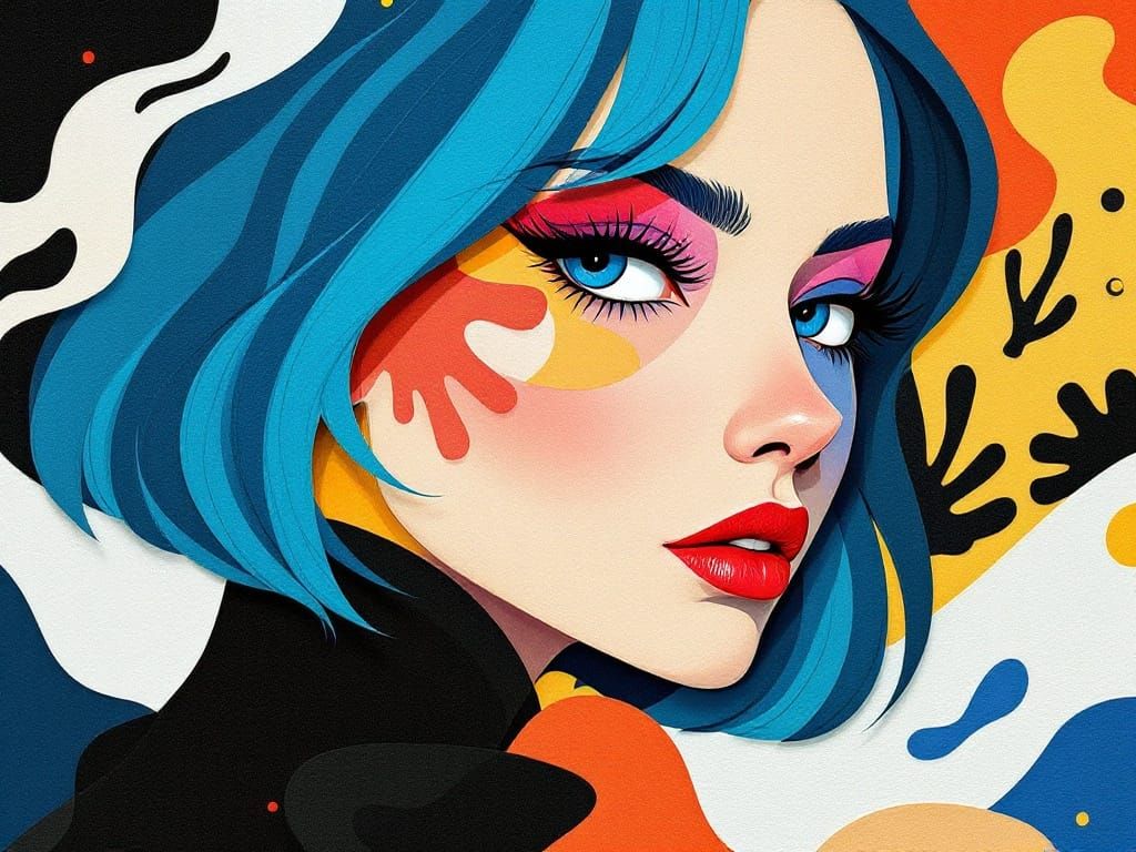 Bold Paper Collage with Vibrant Shapes and Textures